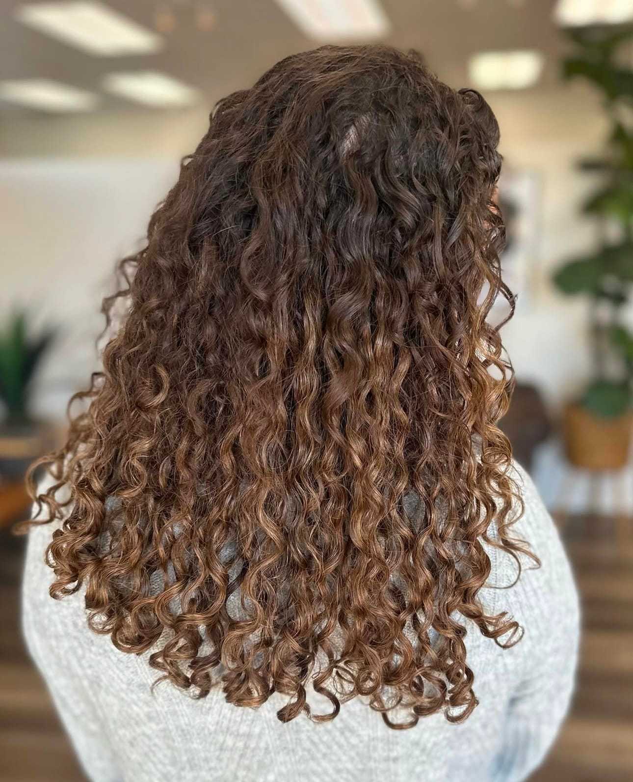 Medium length dark brown 3b curly hair
